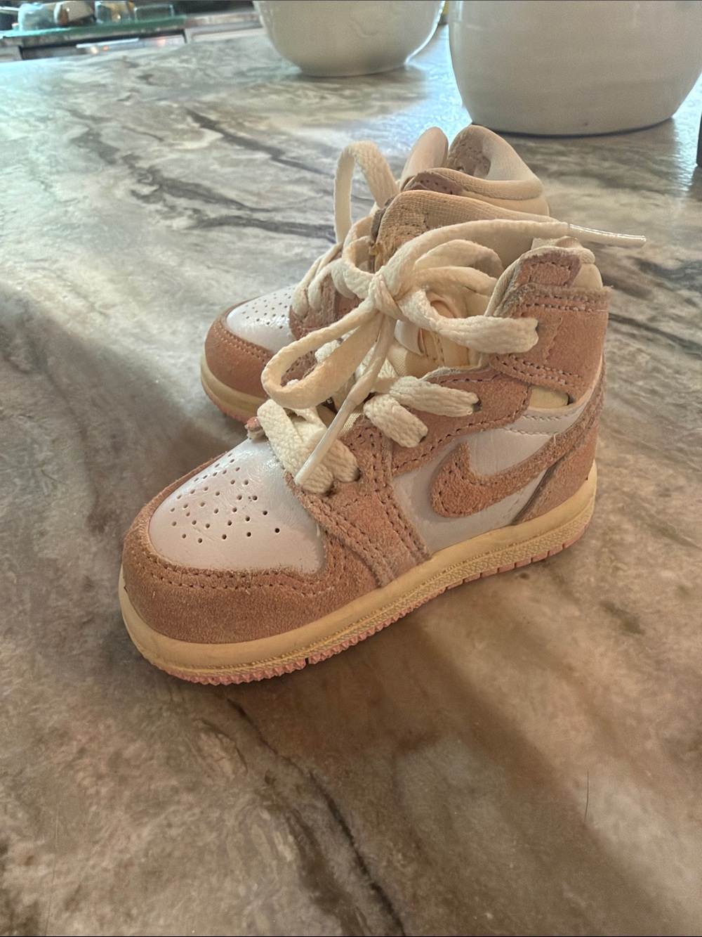 Nike Kids High-Top Sneakers in Pink and White